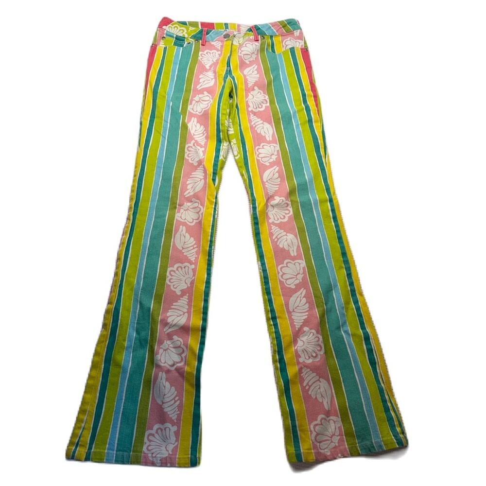 Vintage Lilly Pulitzer Tropical Seashell Striped Pants Size 2